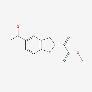 Chemical structure of Methyl 2-(5-acetyl-2,3-dihydrobenzofuran-2-yl)propenoate