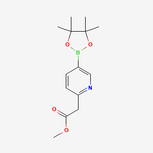 Chemical structure of Methyl 2-(5-(4,4,5,5-tetramethyl-1,3,2-dioxaborolan-2-yl)pyridin-2-yl)acetate