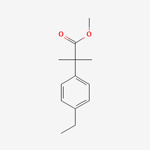 Chemical structure of methyl 2-(4-ethylphenyl)-2-methylpropanoate