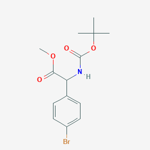 Chemical structure of Methyl 2-(4-bromophenyl)-2-((tert-butoxycarbonyl)amino)acetate