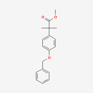 Chemical structure of methyl 2-(4-(benzyloxy)phenyl)-2-methylpropanoate