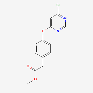Chemical structure of Methyl 2-(4-(6-chloropyrimidin-4-yloxy)phenyl)acetate