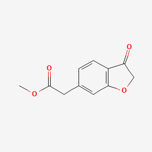 Chemical structure of Methyl 2-(3-oxo-2,3-dihydrobenzofuran-6-yl)acetate
