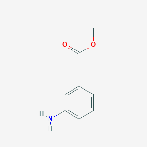 Chemical structure of methyl 2-(3-aminophenyl)-2-methylpropanoate