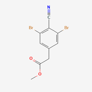 Chemical structure of Methyl 2-(3,5-dibromo-4-cyanophenyl)acetate