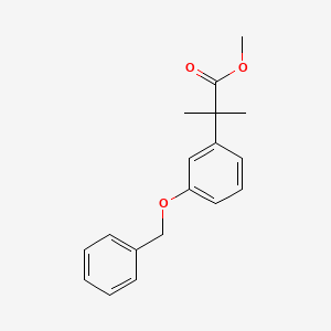 Chemical structure of methyl 2-(3-(benzyloxy)phenyl)-2-methylpropanoate