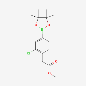 Chemical structure of Methyl 2-(2-chloro-4-(4,4,5,5-tetramethyl-1,3,2-dioxaborolan-2-yl)phenyl)acetate