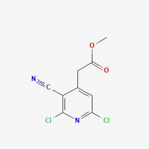 Chemical structure of Methyl 2-(2,6-dichloro-3-cyanopyridin-4-yl)acetate