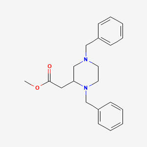 Chemical structure of Methyl 2-(1,4-dibenzylpiperazin-2-yl)acetate