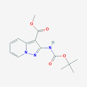 Chemical structure of Methyl 2-((tert-butoxycarbonyl)amino)pyrazolo[1,5-a]pyridine-3-carboxylate