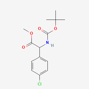 Chemical structure of Methyl 2-((tert-butoxycarbonyl)amino)-2-(4-chlorophenyl)acetate