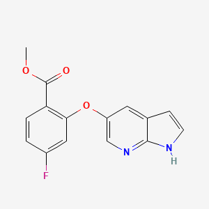 Chemical structure of Methyl 4-fluoro-2-(1H-pyrrolo(2,3-b)pyridin-5-yloxy)benzoate