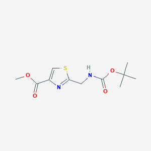 Chemical structure of Methyl 2-(((tert-butoxycarbonyl)amino)methyl)thiazole-4-carboxylate