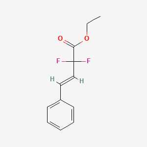 Chemical structure of methyl 1-fluoro-2-(4-fluorophenyl)-2-methylcyclopropane-1-carboxylate