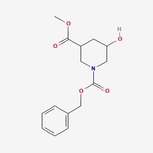 Chemical structure of Methyl 1-Cbz-5-Hydroxypiperidine-3-carboxylate
