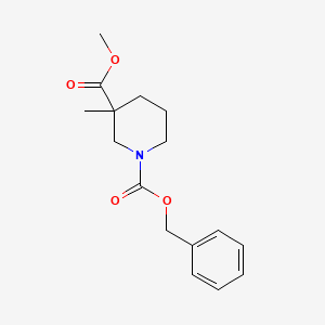 Chemical structure of Methyl 1-Cbz-3-methylpiperidine-3-carboxylate