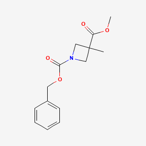 Chemical structure of Methyl 1-Cbz-3-methylazetidine-3-carboxylate