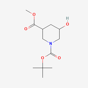 Chemical structure of Methyl 1-Boc-5-Hydroxypiperidine-3-carboxylate