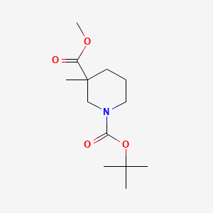 Chemical structure of Methyl1-Boc-3-methylpiperidine-3-carboxylate