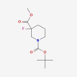 Chemical structure of Methyl 1-Boc-3-fluoropiperidine-3-carboxylate