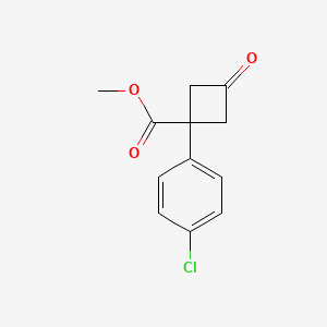 Chemical structure of Methyl 1-(4-chlorophenyl)-3-oxocyclobutanecarboxylate