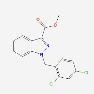 Chemical structure of methyl 1-(2,4-dichlorobenzyl)-1H-indazole-3-carboxylate