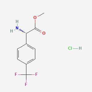 Chemical structure of Methyl (S)-2-amino-2-(4-(trifluoromethyl)phenyl)acetate hydrochloride
