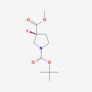 Chemical structure of Methyl (S)-1-Boc-3-fluoropyrrolidine-3-carboxylate