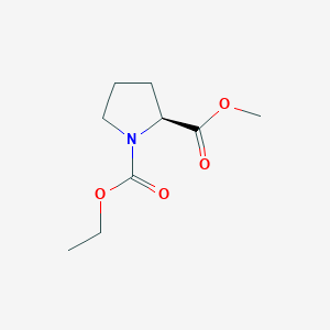 Chemical structure of Methyl (S)-1-(Ethoxycarbonyl)pyrrolidine-2-carboxylate