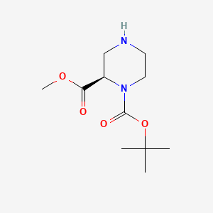 Chemical structure of Methyl (R)-1-Boc-piperazine-2-carboxylate