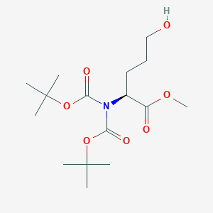 Chemical structure of Methyl (2S)-2-[bis[(2-methylpropan-2-yl)oxycarbonyl]amino]-5-hydroxypentanoate