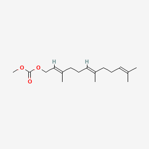 Chemical structure of Methyl (2E,6E)-3,7,11-trimethyl-2,6,10-dodecatrien-1-yl carbonate