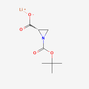 Chemical structure of Lithium (S)-1-(tert-butoxycarbonyl)aziridine-2-carboxylate