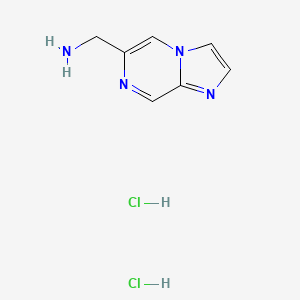 Chemical structure of Imidazo[1,2-a]pyrazin-6-ylmethanamine dihydrochloride