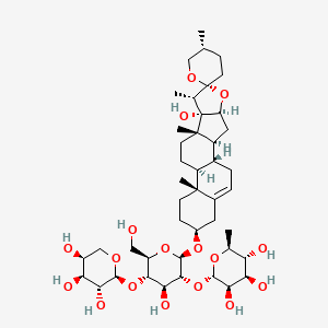 Chemical structure of Glucopyranoside,(3beta,25R)-17-hydroxyspirost-5-en-3-yl