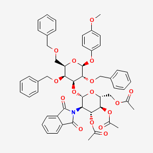 Chemical structure of GlcNPhth[346Ac]β(1-3)Gal[246Bn]-β-MP