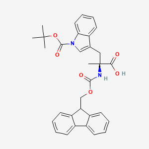 Chemical structure of Fmoc-α-Me-Trp(Boc)-OH
