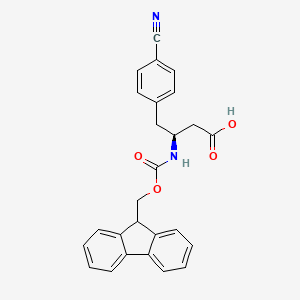 Chemical structure of Fmoc-S-3-amino-4-(4-cyanophenyl)-butyric acid