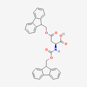 Chemical structure of FMOC-ASP(OFM)-OH
