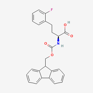 Chemical structure of Fmoc-2-fluoro-L-homophenylalanine
