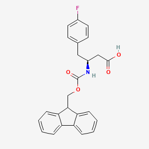 Chemical structure of Fmoc-(S)-3-Amino-4-(4-fluoro-phenyl)-butyric acid