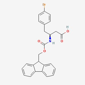 Chemical structure of Fmoc-(S)-3-Amino-4-(4-bromo-phenyl)-butyric acid
