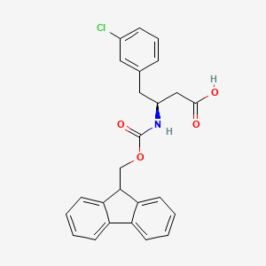 Chemical structure of Fmoc-(S)-3-amino-4-(3-chlorophenyl)-butyric acid