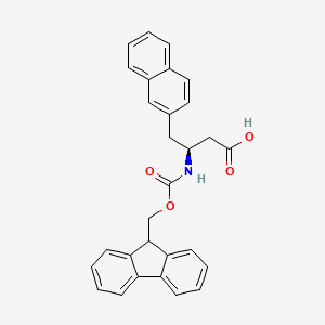 Chemical structure of Fmoc-(S)-3-Amino-4-(2-naphthyl)-butyric acid