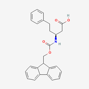 Chemical structure of Fmoc-(S)- 3-Amino-5-phenyl-pentanoic acid