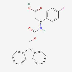 Chemical structure of FMOC-(R)-3-AMINO-3-(4-FLUORO-PHENYL)-PROPIONIC ACID