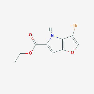 Chemical structure of ethyl3-bromo-4H-furo[3,2-b]pyrrole-5-carboxylate
