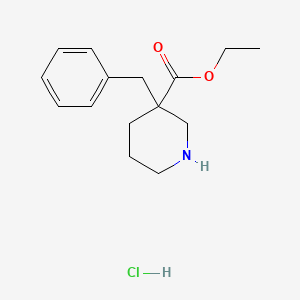 Chemical structure of Ethyl3-benzylpiperidine-3-carboxylatehydrochloride