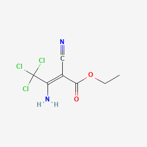 Chemical structure of Ethyl(2Z)-3-Amino-4,4,4-Trichloro-2-Cyanobut-2-Enoate
