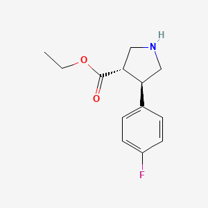 Chemical structure of ethyl trans-4-(4-fluorophenyl)pyrrolidine-3-carboxylate